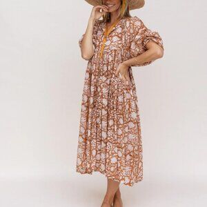 Daughters of India Kyra Dress in Caramel, size S